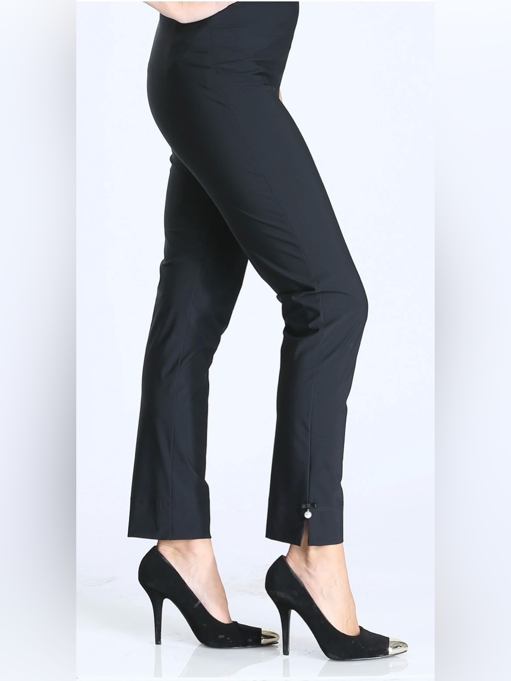IC Collection by Connie K Pearl Detail Ankle Pants, Black, XL